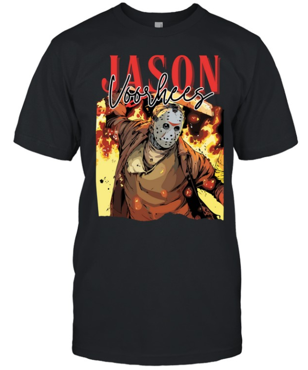 Jason Voorhees Camp Crystal Lake Horror Fire Slasher Graphic T- Classic Men's T-shirt