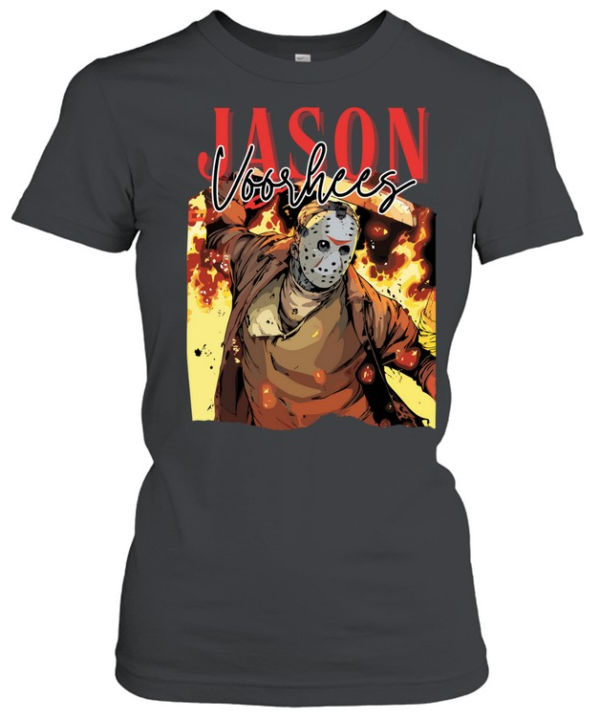 Jason Voorhees Camp Crystal Lake Horror Fire Slasher Graphic T- Classic Women's T-shirt