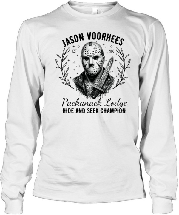 Jason Voorhees Floral Dagger Hockey Mask Slasher Halloween T- Long Sleeved T-shirt