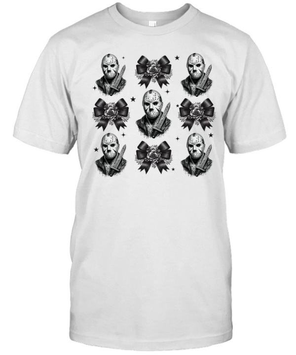Jason Voorhees Floral Ribbon Bow Hockey Mask Slasher Halloween T- Classic Men's T-shirt