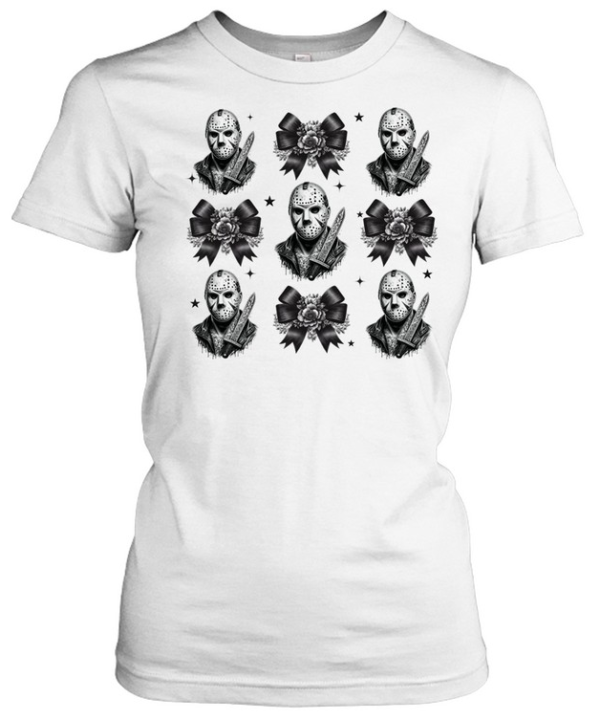 Jason Voorhees Floral Ribbon Bow Hockey Mask Slasher Halloween T- Classic Women's T-shirt