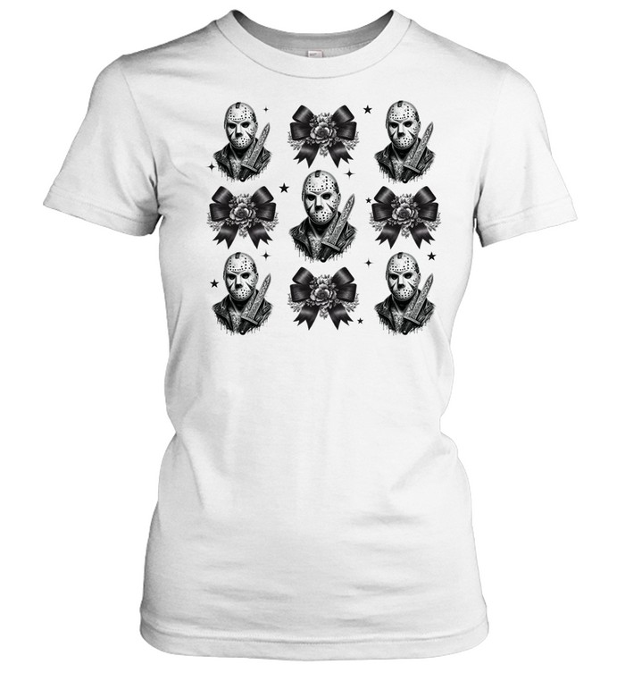 Jason Voorhees Floral Ribbon Bow Hockey Mask Slasher Halloween T- Classic Women's T-shirt