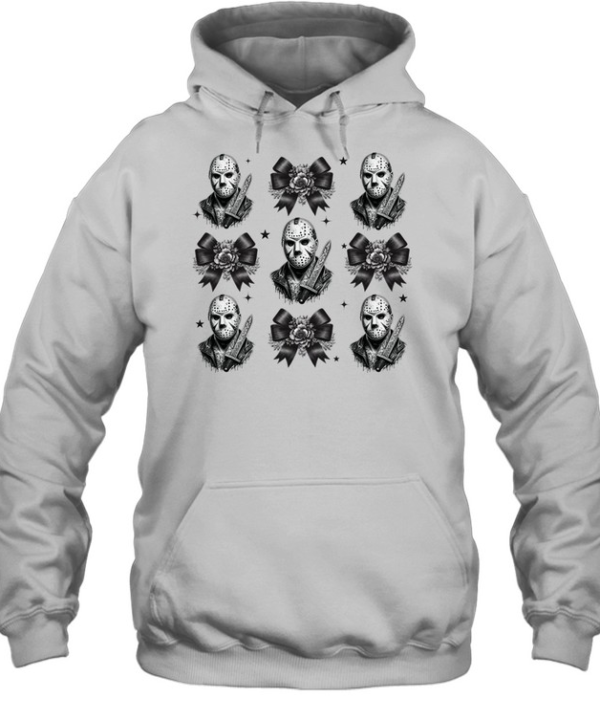 Jason Voorhees Floral Ribbon Bow Hockey Mask Slasher Halloween T- Unisex Hoodie