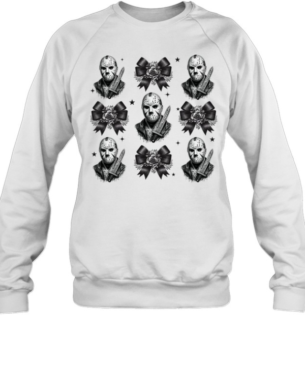 Jason Voorhees Floral Ribbon Bow Hockey Mask Slasher Halloween T- Unisex Sweatshirt