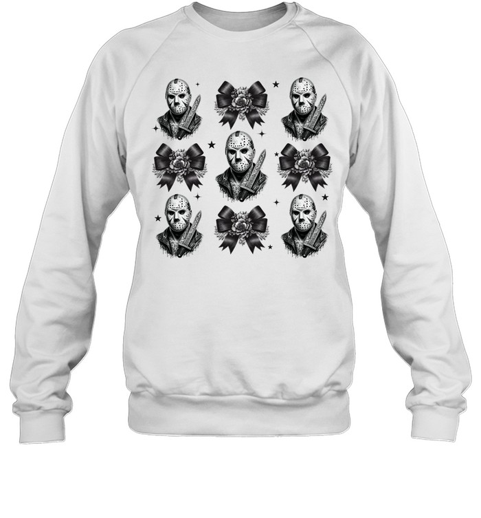 Jason Voorhees Floral Ribbon Bow Hockey Mask Slasher Halloween T- Unisex Sweatshirt Jason Voorhees Floral Ribbon Bow Hockey Mask Slasher Halloween T- Unisex Sweatshirt