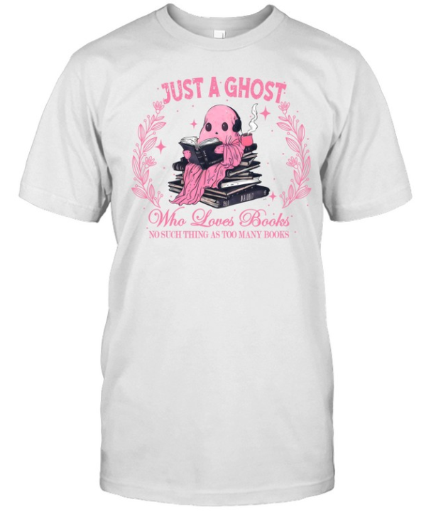 Just A Ghost Who Loves Books Pink Ghost Reader Halloween T- Classic Men's T-shirt
