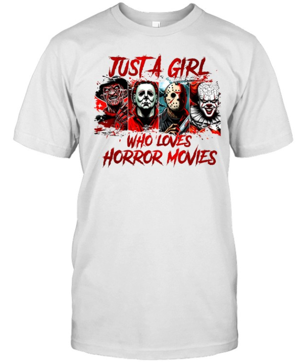 Just A Girl Who Loves Horror Movies Slasher Squad Graphic Halloween  Classic Men's T-shirt
