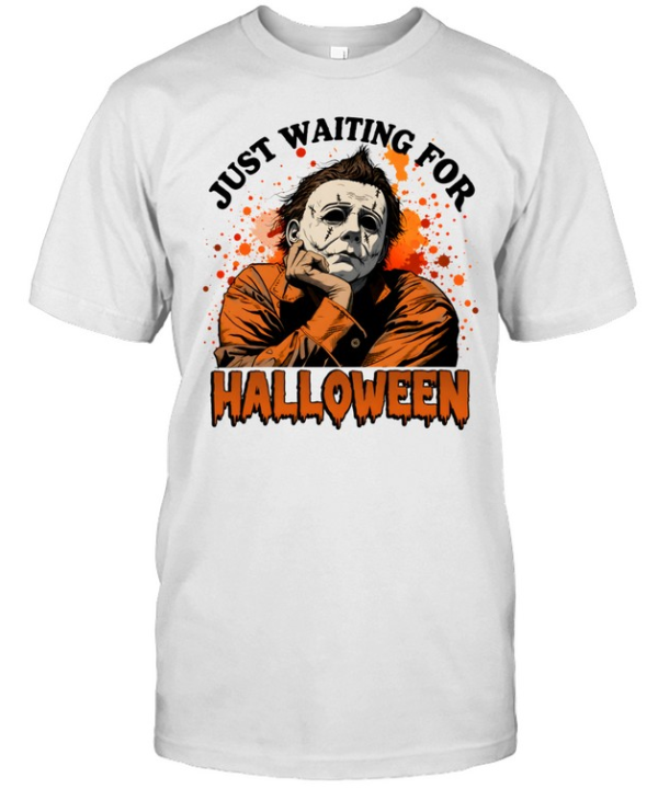 Just Waiting For Halloween Michael Myers Slasher Horror  Classic Men's T-shirt