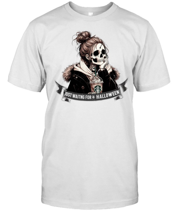 Just Waiting For Halloween Skeleton Girl Messy Bun Iced Coffee T- Classic Men's T-shirt