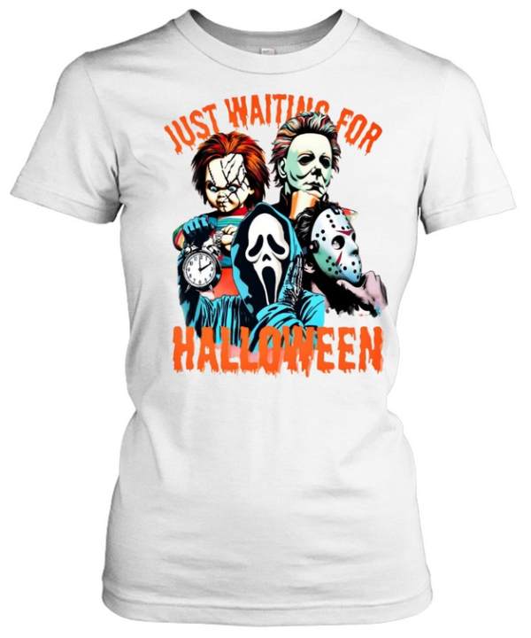 Just Waiting For Halloween Slasher Squad Graphic Horror Movie  Classic Women's T-shirt
