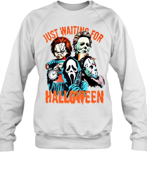 Just Waiting For Halloween Slasher Squad Graphic Horror Movie  Unisex Sweatshirt
