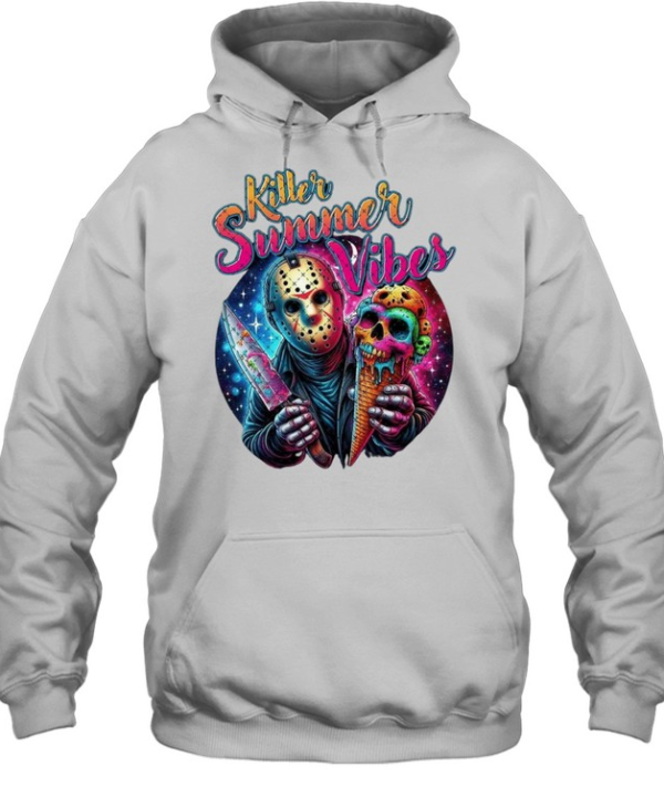Killer Summer Vibes Jason Voorhees Ice Cream Skull Halloween Horror Unisex Hoodie