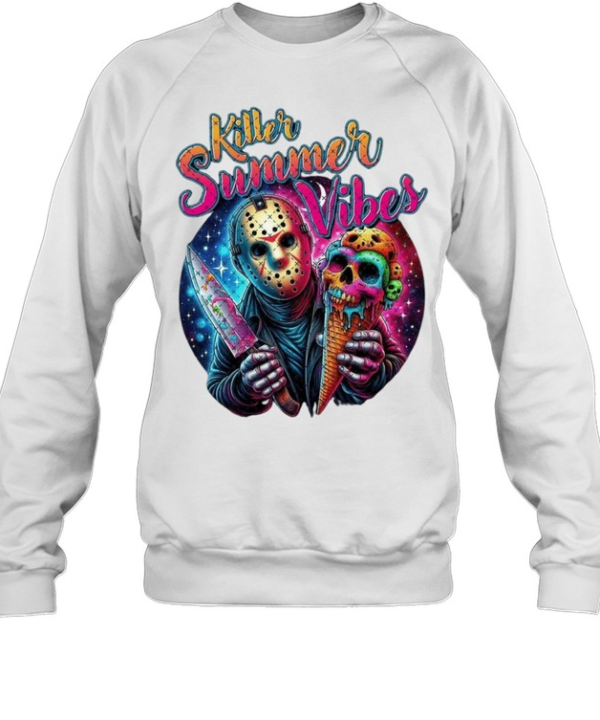 Killer Summer Vibes Jason Voorhees Ice Cream Skull Halloween Horror Unisex Sweatshirt