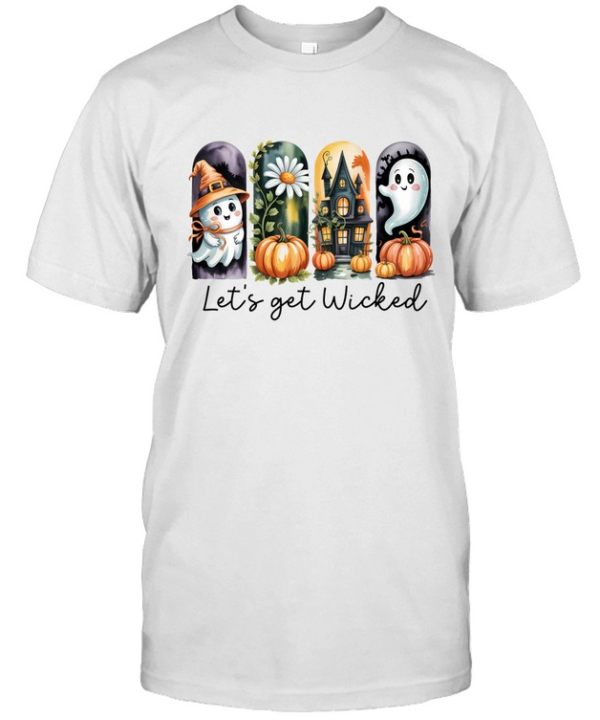 Let's Get Wicked Cute Ghost Haunted House Pumpkin Halloween T- Classic Men's T-shirt