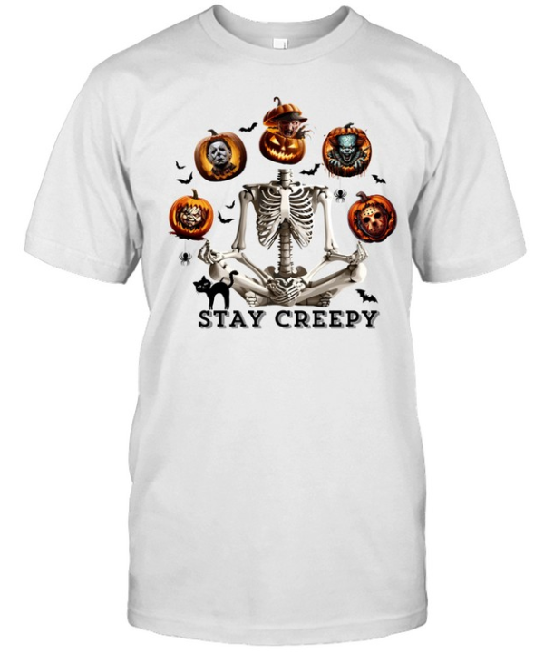 Meditating Yoga Skeleton Slasher Pumpkins Halloween T- Classic Men's T-shirt