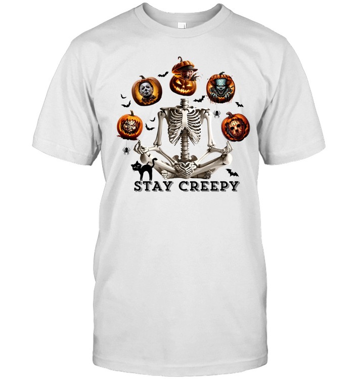 Meditating Yoga Skeleton Slasher Pumpkins Halloween T- Classic Men's T-shirt Meditating Yoga Skeleton Slasher Pumpkins Halloween T- Classic Men's T-shirt