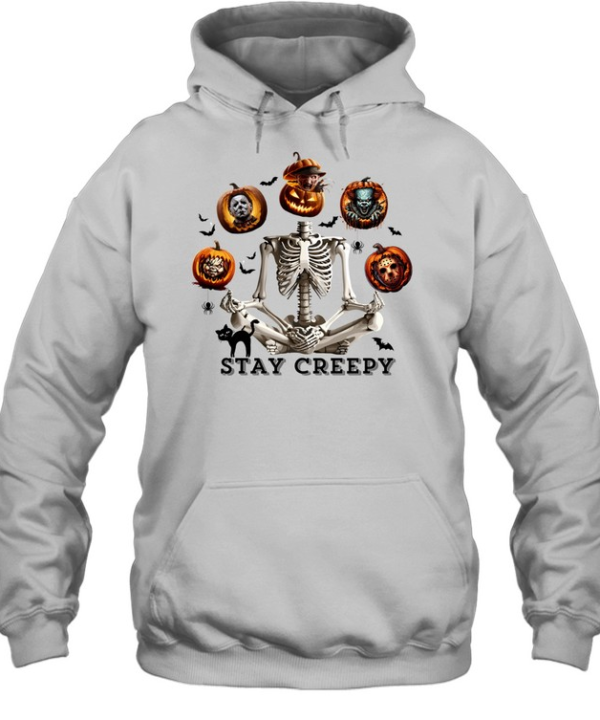Meditating Yoga Skeleton Slasher Pumpkins Halloween T- Unisex Hoodie