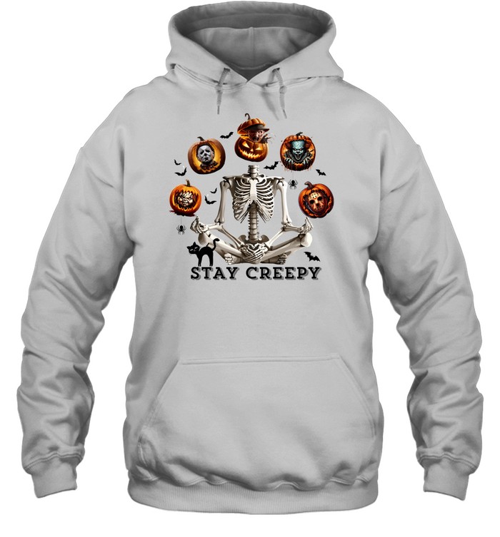 Meditating Yoga Skeleton Slasher Pumpkins Halloween T- Unisex Hoodie Meditating Yoga Skeleton Slasher Pumpkins Halloween T- Unisex Hoodie