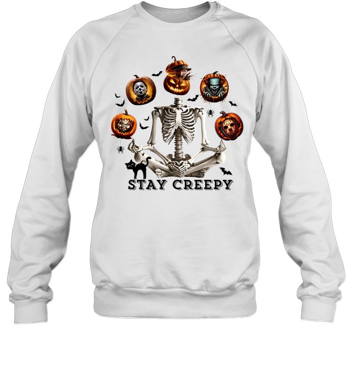 Meditating Yoga Skeleton Slasher Pumpkins Halloween T- Unisex Sweatshirt Meditating Yoga Skeleton Slasher Pumpkins Halloween T- Unisex Sweatshirt