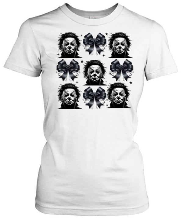 Michael Myers Black Coquette Ribbon Bow Slasher Halloween T- Classic Women's T-shirt