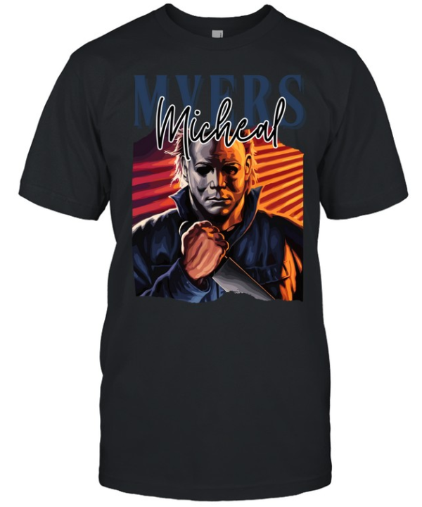 Michael Myers Knife Slasher Sunset Glow Halloween Horror Graphic T- Classic Men's T-shirt