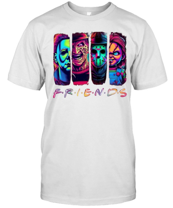 Neon Horror Friends Slasher Squad Michael Freddy Jason Chucky  Classic Men's T-shirt