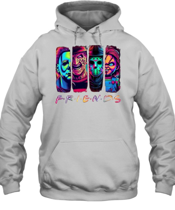 Neon Horror Friends Slasher Squad Michael Freddy Jason Chucky  Unisex Hoodie