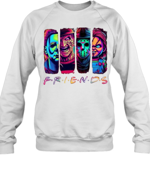 Neon Horror Friends Slasher Squad Michael Freddy Jason Chucky  Unisex Sweatshirt