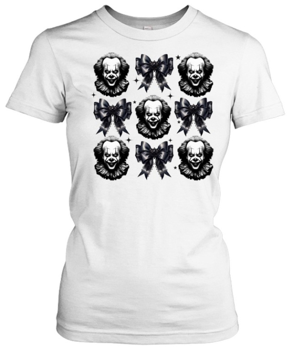 Pennywise Evil Clown Black Coquette Ribbon Bow Halloween T- Classic Women's T-shirt