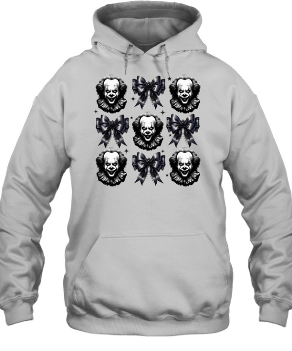 Pennywise Evil Clown Black Coquette Ribbon Bow Halloween T- Unisex Hoodie