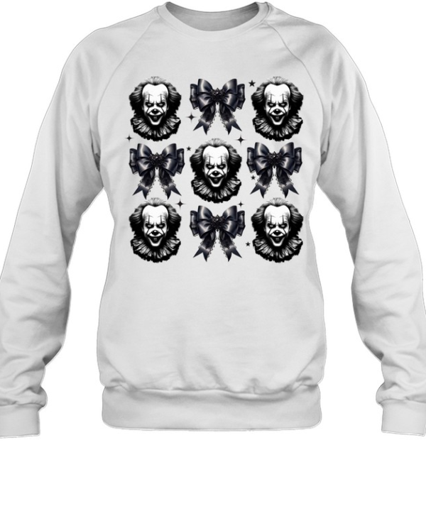 Pennywise Evil Clown Black Coquette Ribbon Bow Halloween T- Unisex Sweatshirt