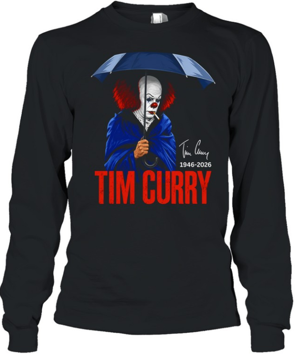 Pennywise IT Tim Curry 1946 2026 Memorial tribute fan art actor horror film Long Sleeved T-shirt