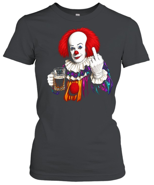 Pennywise the Dancing Clown It Franchise flipping middle finger with beer  Classic Women's T-shirt