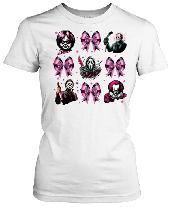 Pink Coquette Bow Horror Slashers Movie Killer Halloween T- Classic Women's T-shirt
