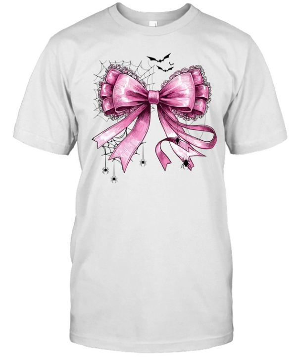 Pink Coquette Bow Spider Web Lace Ribbon Halloween T- Classic Men's T-shirt