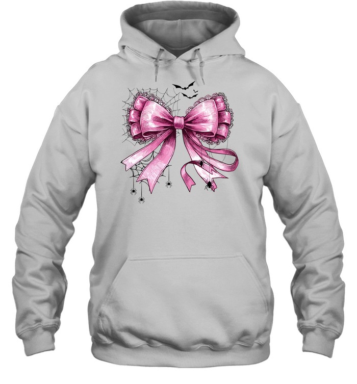 Pink Coquette Bow Spider Web Lace Ribbon Halloween T- Unisex Hoodie Pink Coquette Bow Spider Web Lace Ribbon Halloween T- Unisex Hoodie