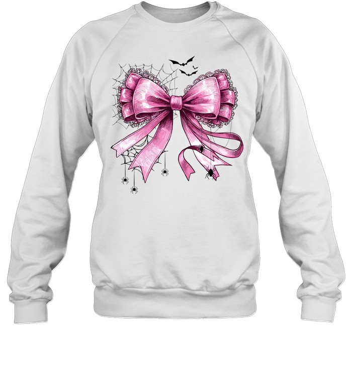 Pink Coquette Bow Spider Web Lace Ribbon Halloween T- Unisex Sweatshirt Pink Coquette Bow Spider Web Lace Ribbon Halloween T- Unisex Sweatshirt
