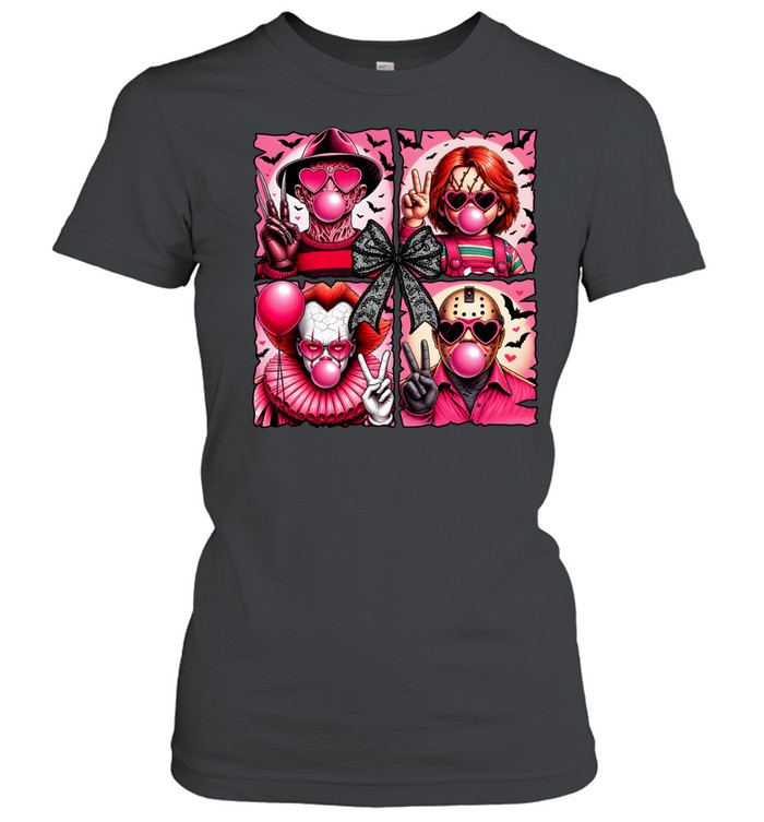 Pink Coquette Slasher Squad Bubblegum Bow Halloween Graphic Classic Women's T-shirt