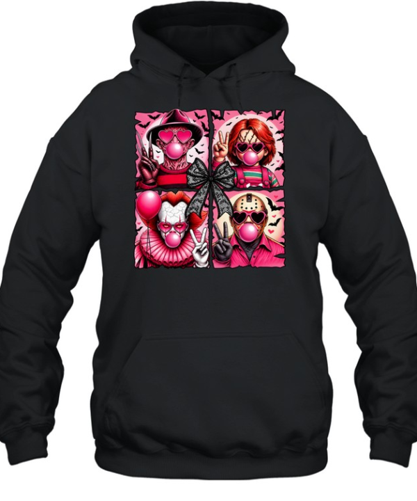 Pink Coquette Slasher Squad Bubblegum Bow Halloween Graphic Unisex Hoodie