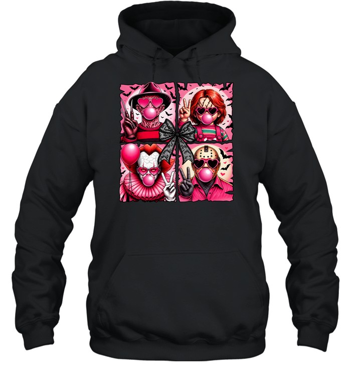 Pink Coquette Slasher Squad Bubblegum Bow Halloween Graphic Unisex Hoodie Pink Coquette Slasher Squad Bubblegum Bow Halloween Graphic Unisex Hoodie