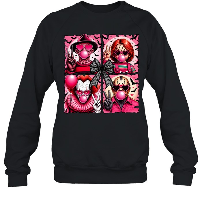 Pink Coquette Slasher Squad Bubblegum Bow Halloween Graphic Unisex Sweatshirt Pink Coquette Slasher Squad Bubblegum Bow Halloween Graphic Unisex Sweatshirt