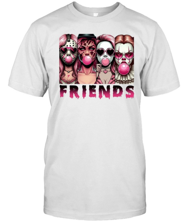 Pink Horror Friends Slasher Girls Blowing Bubble Gum Halloween  Classic Men's T-shirt