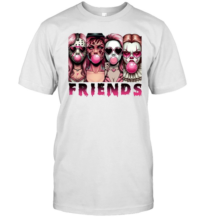 Pink Horror Friends Slasher Girls Blowing Bubble Gum Halloween Classic Men's T-shirt Pink Horror Friends Slasher Girls Blowing Bubble Gum Halloween Classic Men's T-shirt