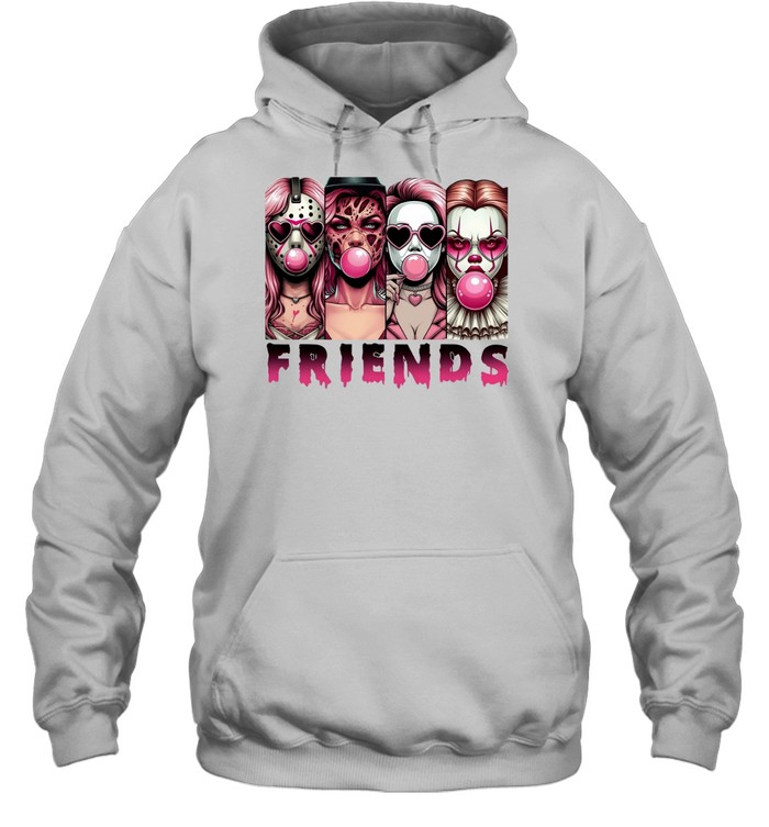 Pink Horror Friends Slasher Girls Blowing Bubble Gum Halloween Unisex Hoodie Pink Horror Friends Slasher Girls Blowing Bubble Gum Halloween Unisex Hoodie