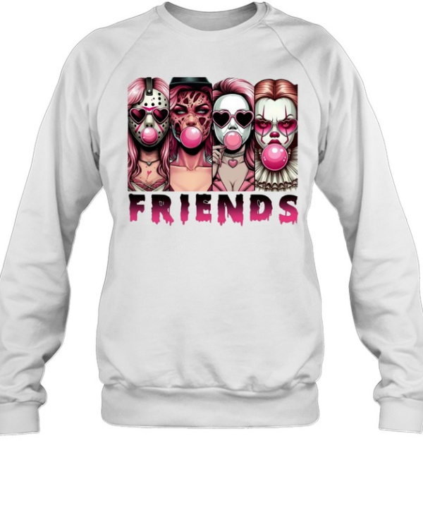 Pink Horror Friends Slasher Girls Blowing Bubble Gum Halloween Unisex Sweatshirt