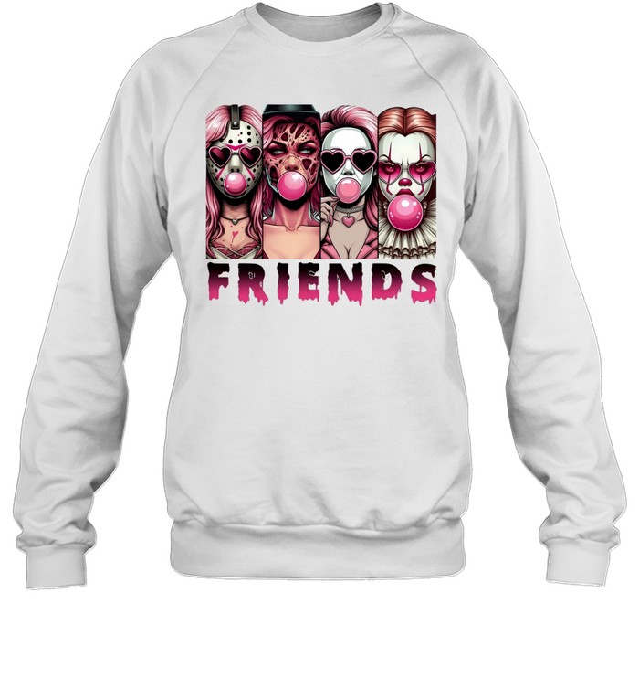 Pink Horror Friends Slasher Girls Blowing Bubble Gum Halloween Unisex Sweatshirt Pink Horror Friends Slasher Girls Blowing Bubble Gum Halloween Unisex Sweatshirt