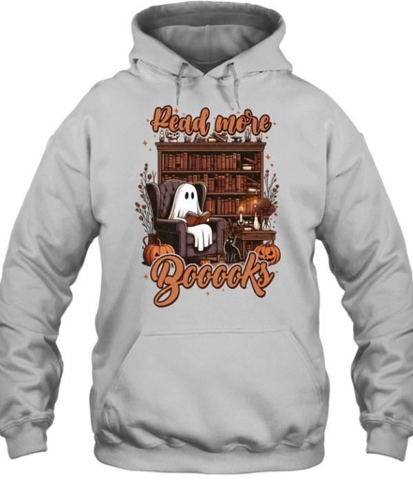 Read More Boooks Ghost Bookshelf Library Halloween T- Unisex Hoodie