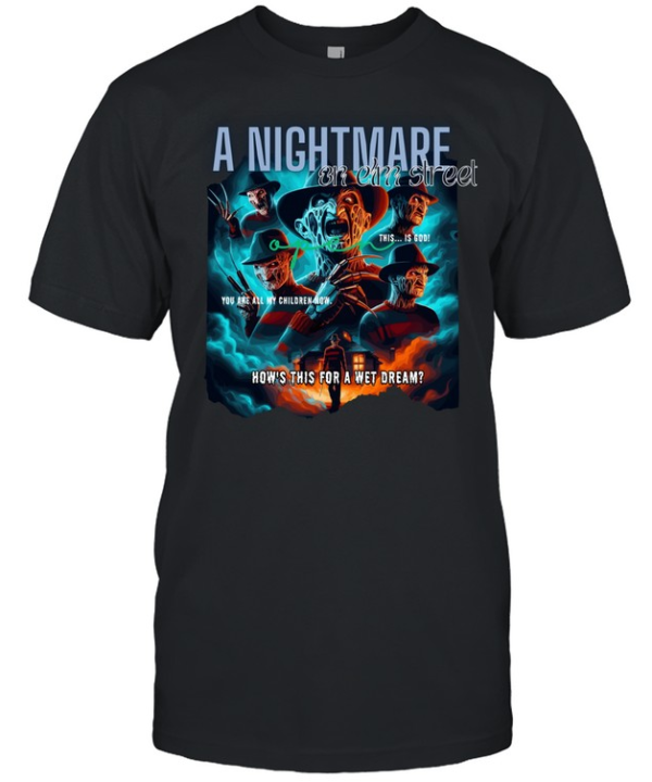 Retro A Nightmare On Elm Street Graphic Tee Freddy Claw Glove Horror Movie Spooky Classic Men's T-shirt