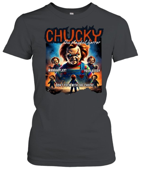 Retro Chucky Graphic Tee Wanna Play Creepy Doll Horror Movie Spooky  Classic Women's T-shirt