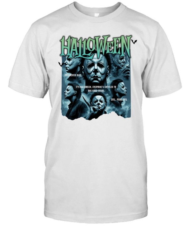 Retro Halloween Graphic Tee Evil Pure Evil Masked Killer Horror Fan Spooky Classic Men's T-shirt